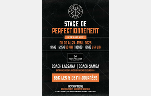STAGE U13-U18 - 20 au 24 Avril 2026 (13h30-16h30)